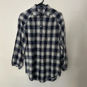 Vince Blue Plaid Button Down Shirt